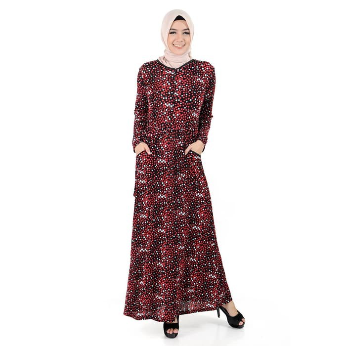 Unik Long Dress Gamis Fashion Muslim Terbaru 2018 Rianti Biru