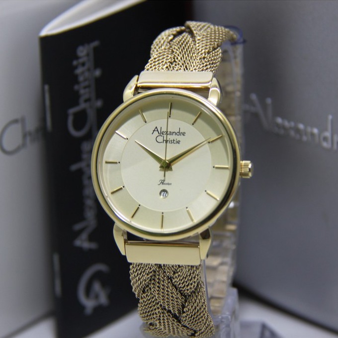 ALEXANDRE CHRISTIE 2857 GOLD WANITA ORIGINAL AC2857 AC 2857 JAM TANGAN CEWEK ARLOJI CEWEK