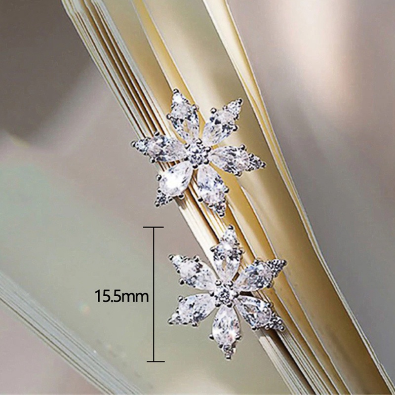 Anting Stud Cubic Zirconia Bentuk Bunga Untuk Wanita