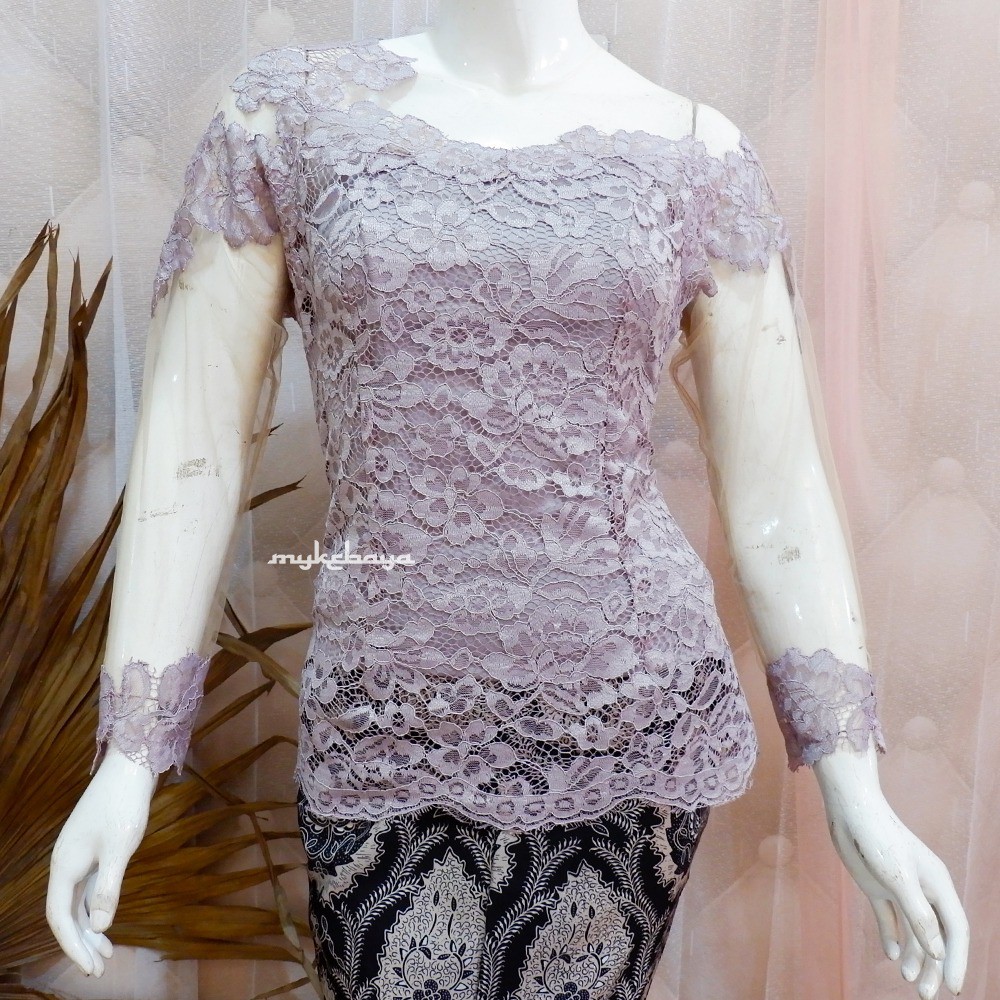 SETELAN KEBAYA SABRINA MODERN/ KEBAYA WISUDA KEKINIAN/ KEBAYA BROKAT LILAC MURAH PROMO DISKON/KEBAYA