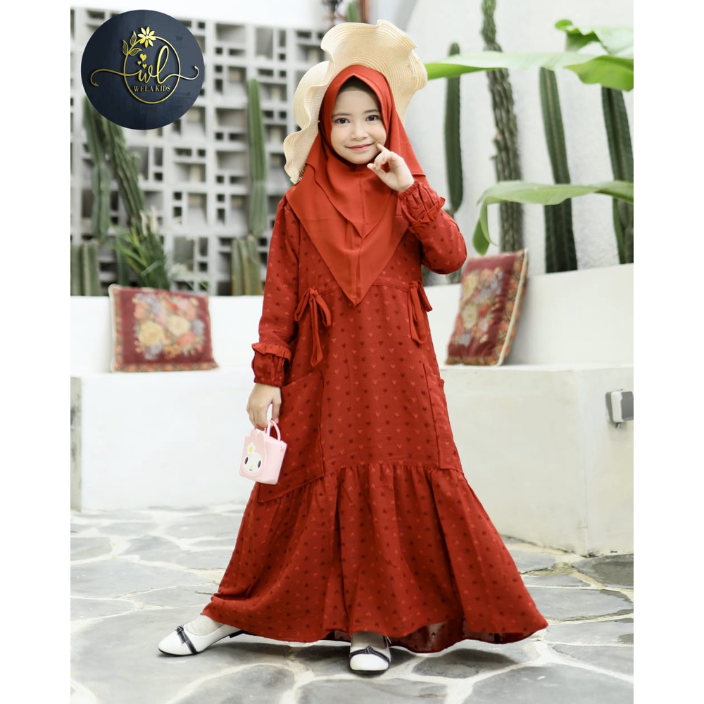 BONUS HIJAB GAMIS ANAK RUBIAH GAMIS ANAK TANGGUNG CRINKLE URAGIRI | SET GAMIS ANAK CRINKLE URAGIRI