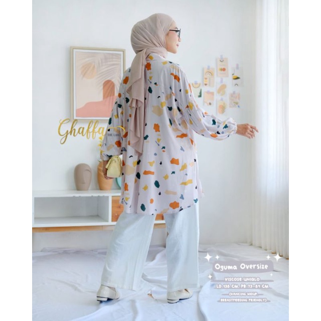 Blouse muslimah premiun / Oguma oversize by ghaffa the label / Blouse motif modern