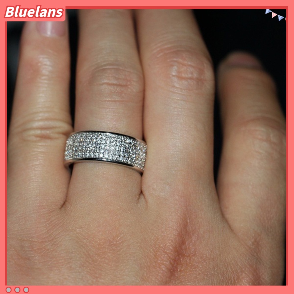 Bluelans Cincin Berlian Imitasi 5 Baris Untuk Pernikahan