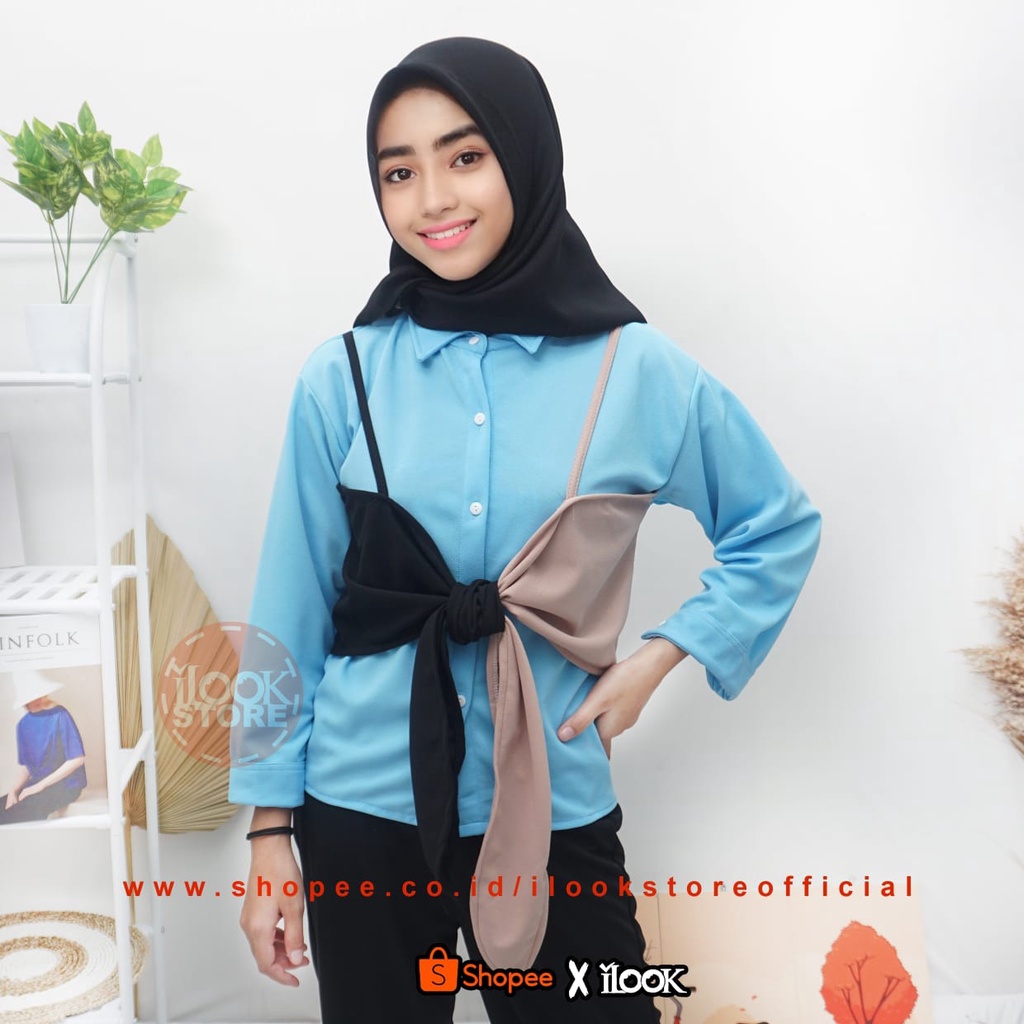 ilook | Rosi Top | Atasan Blouse Rosi | Magnolia Top | Blouse Muslim Korean Style-ROSI TOP - BIRU