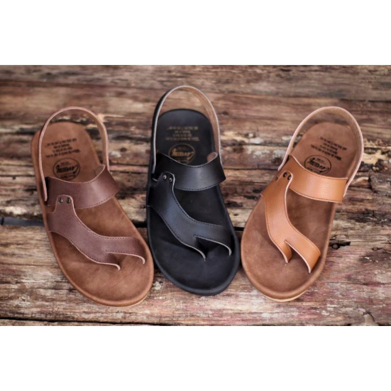 RIOT BLACK Sandal pria kulit asli cevany original handmade sandal jepit kulit pria bisa COD