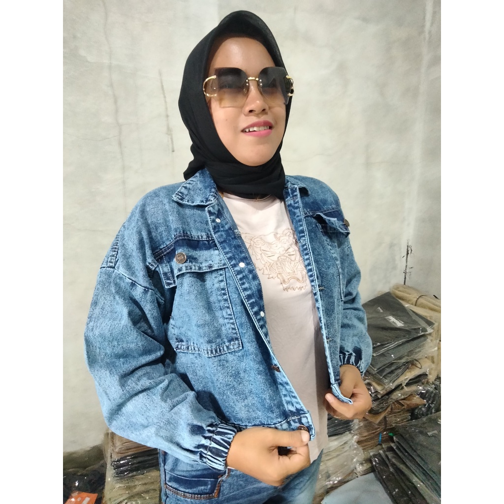 alvan.id Jaket Jeans Oversize Sanwash Muda Pria dan Wanita Premium Quality