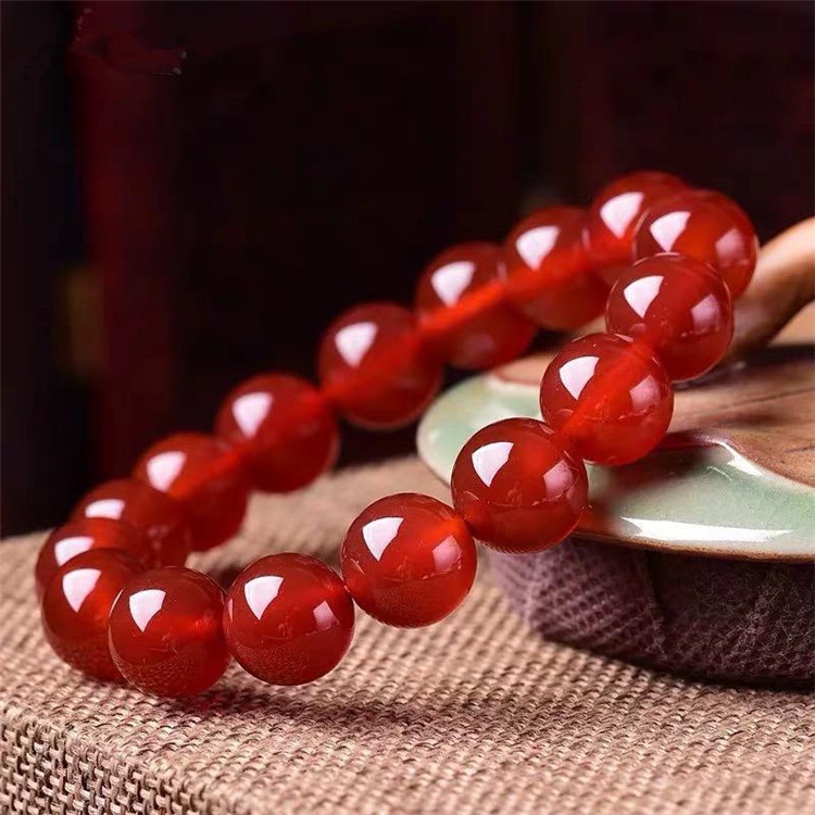 Gelang Tangan Batu Kristal Agate Carnelian Merah Natural Untuk Wanita