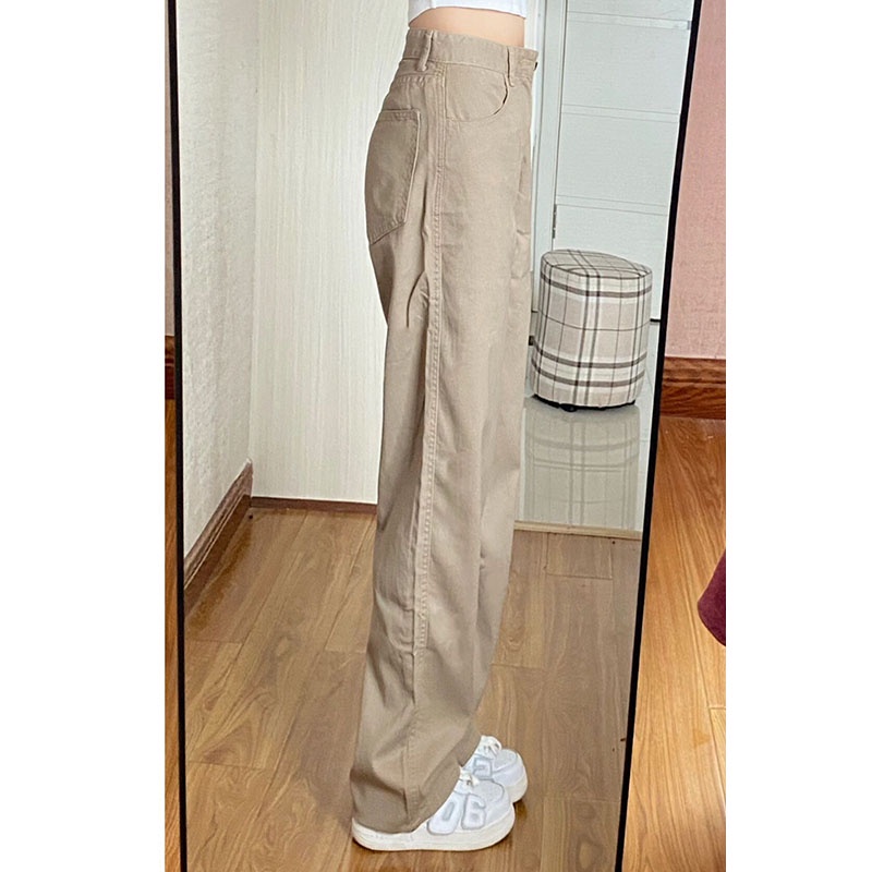 new Khaki korea highwaist kulot celana jeans panjang wanita kekinian
