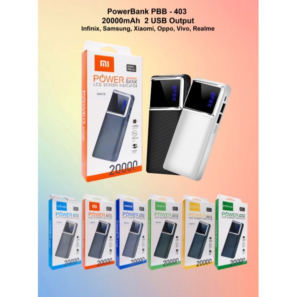 PROMO' POWERBANK 20000MAH PBB-405 BRANDED 3USB+LED