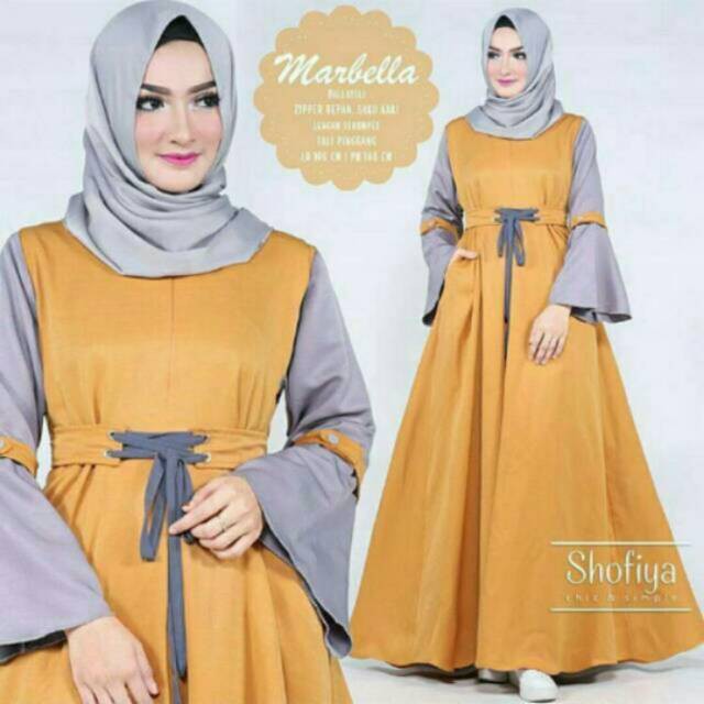 Marbella Dress muslim/Bisa Cod/Fashion Muslim/Dress Muslim Tanpa Hijab Busui-4