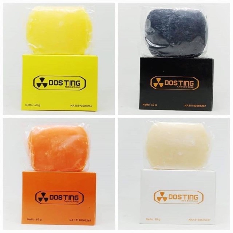 SABUN DOSTING BPOM ORIGINAL ASLI 100% TERMURAH (4 varian) Natural Soap /Papaya/Rice Bran/Charcoal )P