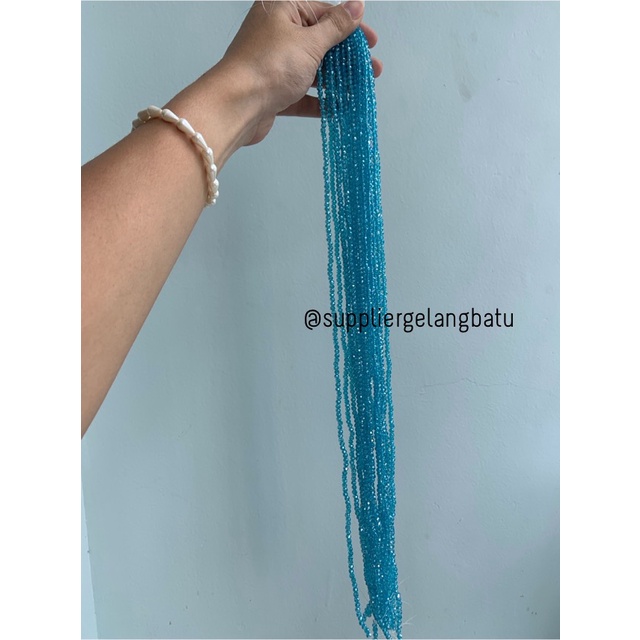 Crystal Ceko 4mm Soft Blue QUARTZ kristal kuarsa biru laut bahan craft