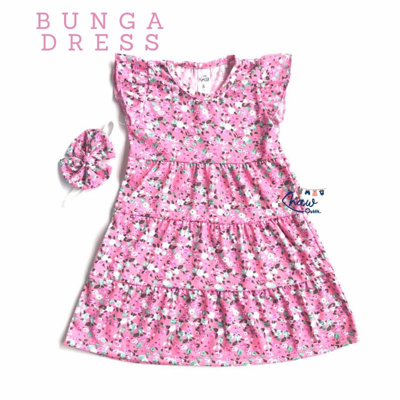 BUNGA DRESS - ecer bebas pilih motif baju anak usia 1-6