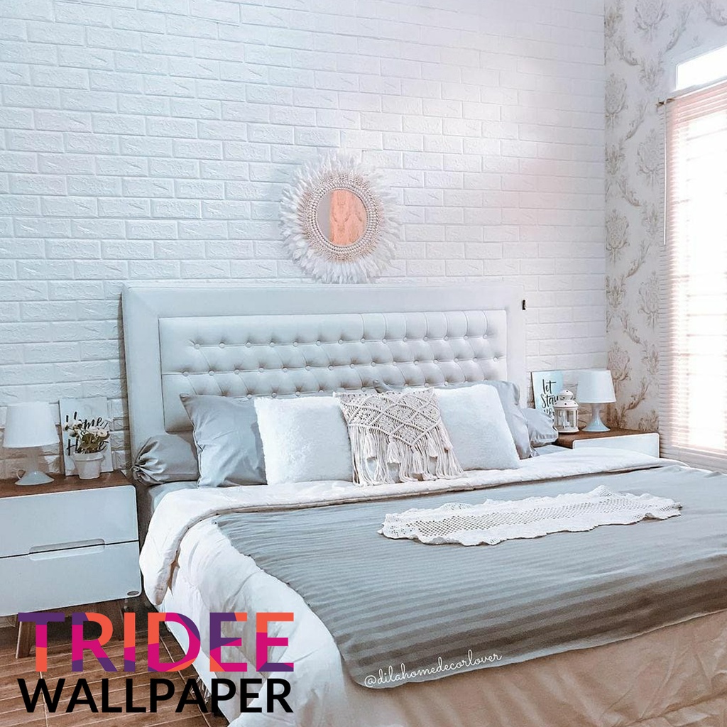 Wallpaper Dinding Sticker Foam 3D Bata Putih TRIDEE PLAIN BRICK 77x70cm full size