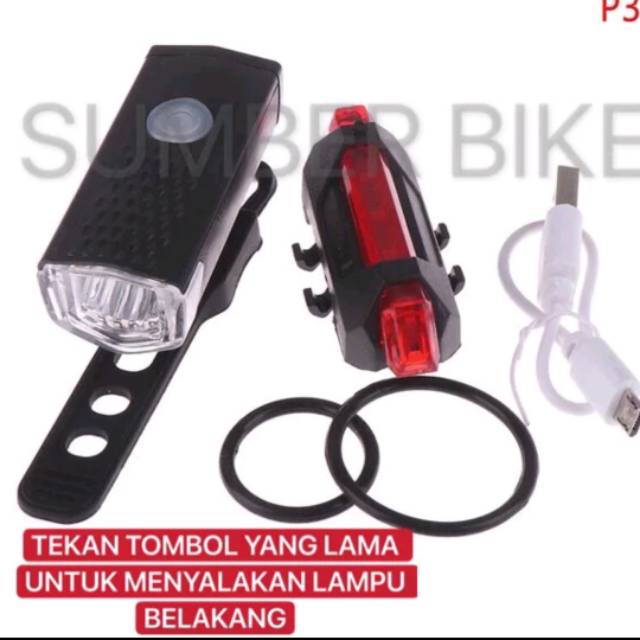 PAKET LAMPU depan dan belakang sepeda