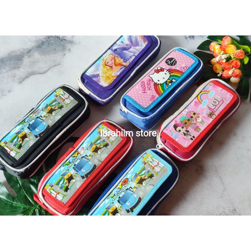 TEMPAT PENSIL SAKU MURAH TEMPAT PENSIL KARAKTER / TEMPAT PENSIL KAIN SLETING LUCU SOUVENIR ULANG TAHUN ANAK