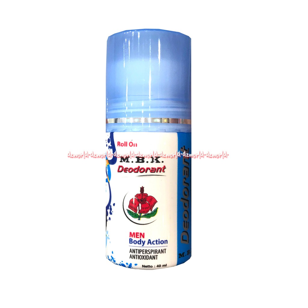 MBK Deodorant 40gr Roll On Men Body Action Antiperspirant Antioxidant Deodoran Pria Cowok Laki M.B.K