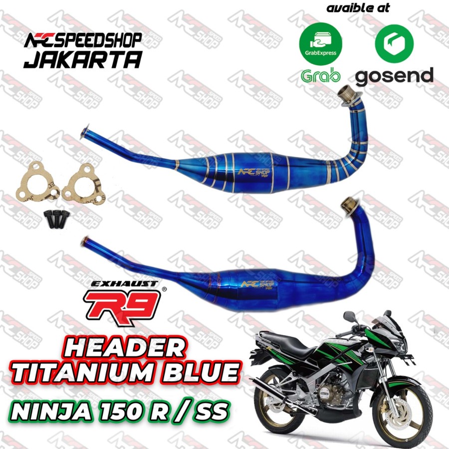 Header Knalpot R9 Titanium Blue Kawasaki Ninja 150 R / SS Header ARC