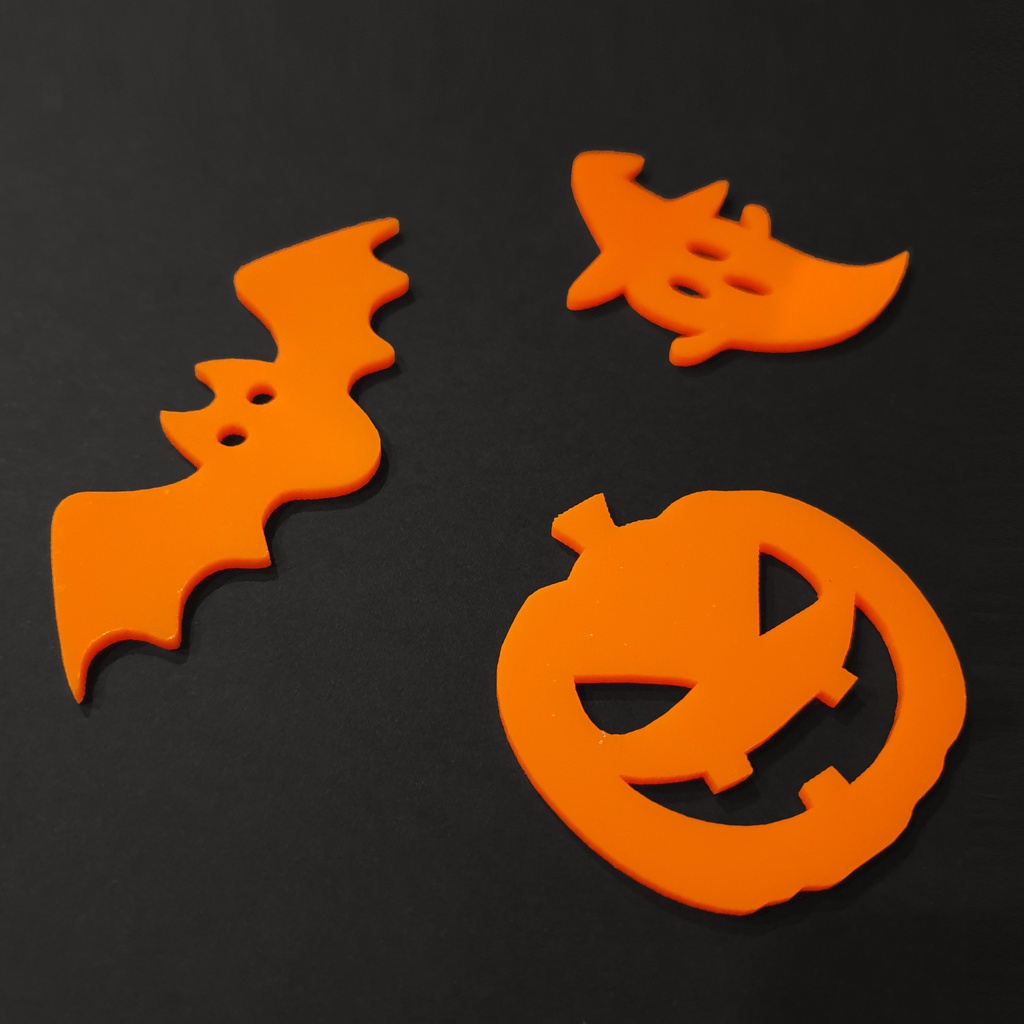 Tag Dekorasi Akrilik Halloween / Kue - 1SET PUMPKIN GHOST BAT