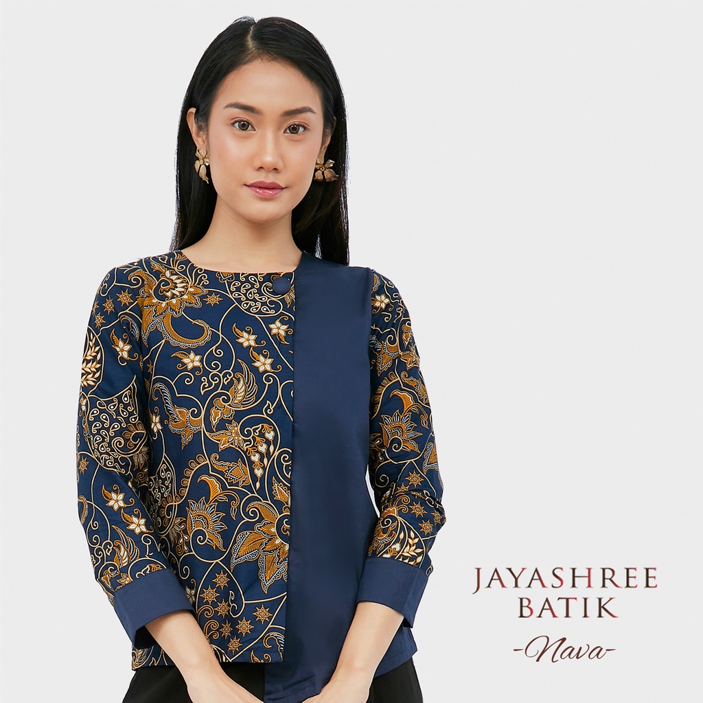 Jual Jayashree Batik Nava Navy Blouse Wanita | Shopee Indonesia