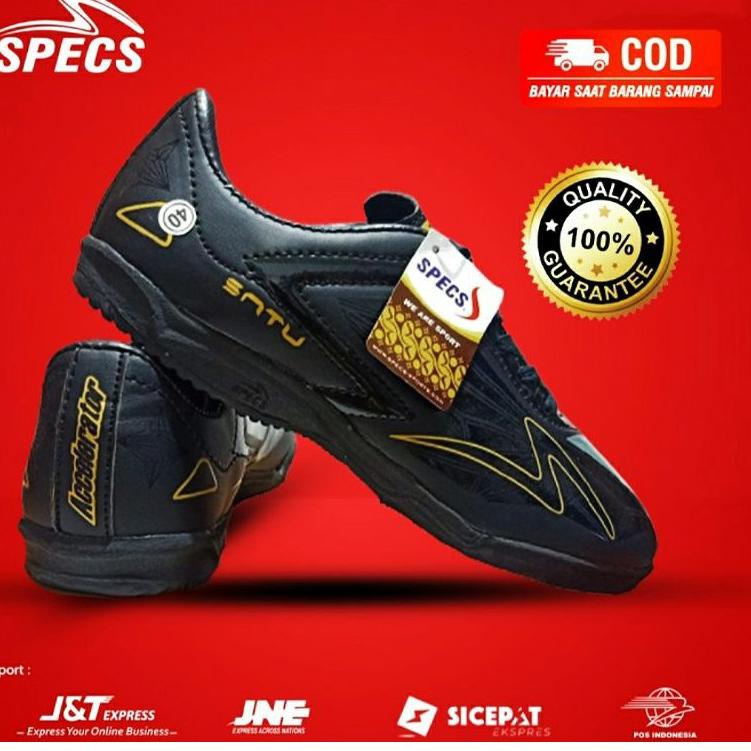KodeJj8J3--Sepatu Futsal Specs Accelerator Satu Pro in Hitam Gold Premium Grade Ori Size 39 -43