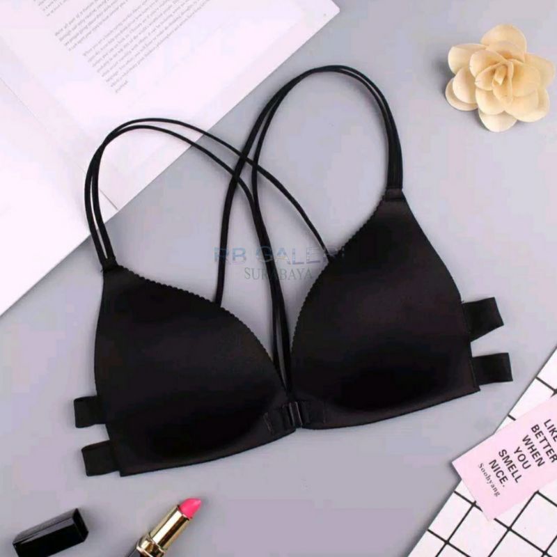 Pakaian Dalam Wanita Bra Sexy Push Up model one piece sport yoga bra set Bra Bralette Bergaya Sexy Seksi dengan  Tali Strap Menyilang RB-4