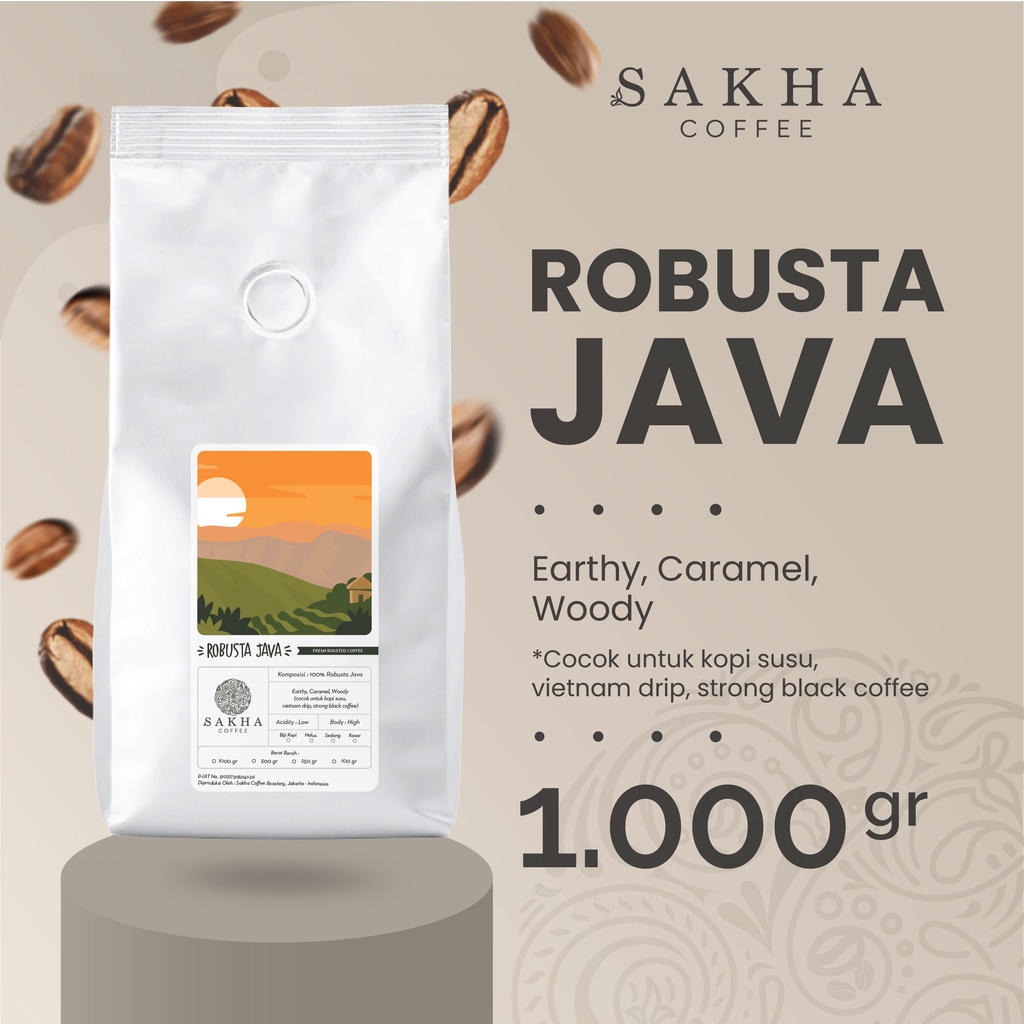 

Biji Kopi Bubuk Fine Robusta Jawa Java Espresso Coffee Roast Beans Single Origin Coffe Bean Roaster 1Kg Sakha Roastery