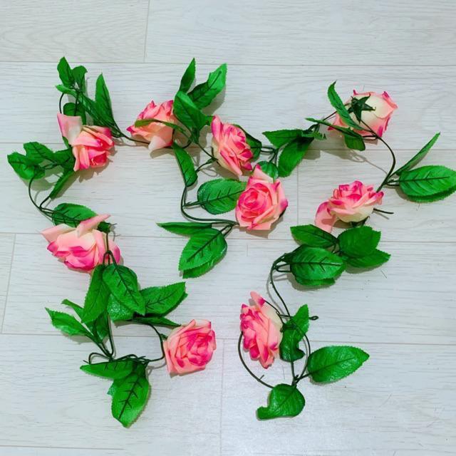 NFS357 bunga rambat dekorasi ruangan bunga Artifisial bunga palsu-Rose Pink