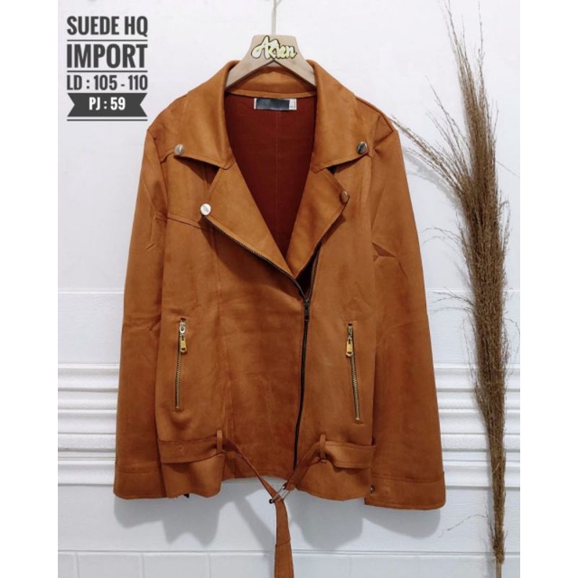 Jaket wanita bahan Suede premium import ukuran allsize ld 110