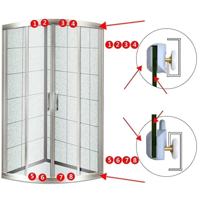 &lt; E2id &amp; &gt; 8pcs / Set Buku Literatur Klasik Dalam Bahasa Mandarin Roller Guide 25mm Untuk Pintu Shower / Kabinet / Kaca