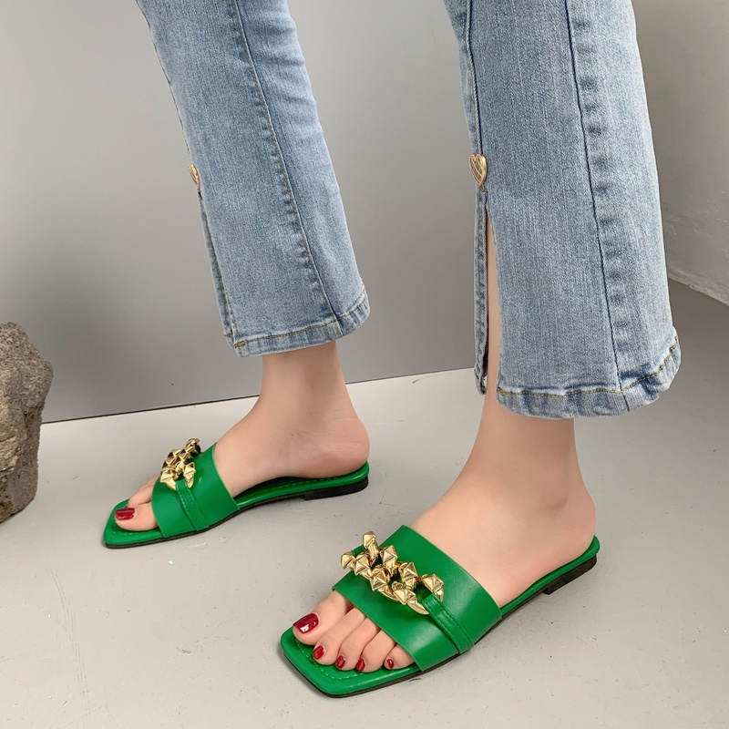 [COZY] Sola Slip Sandal Chain Korea Fashion Wanita Import