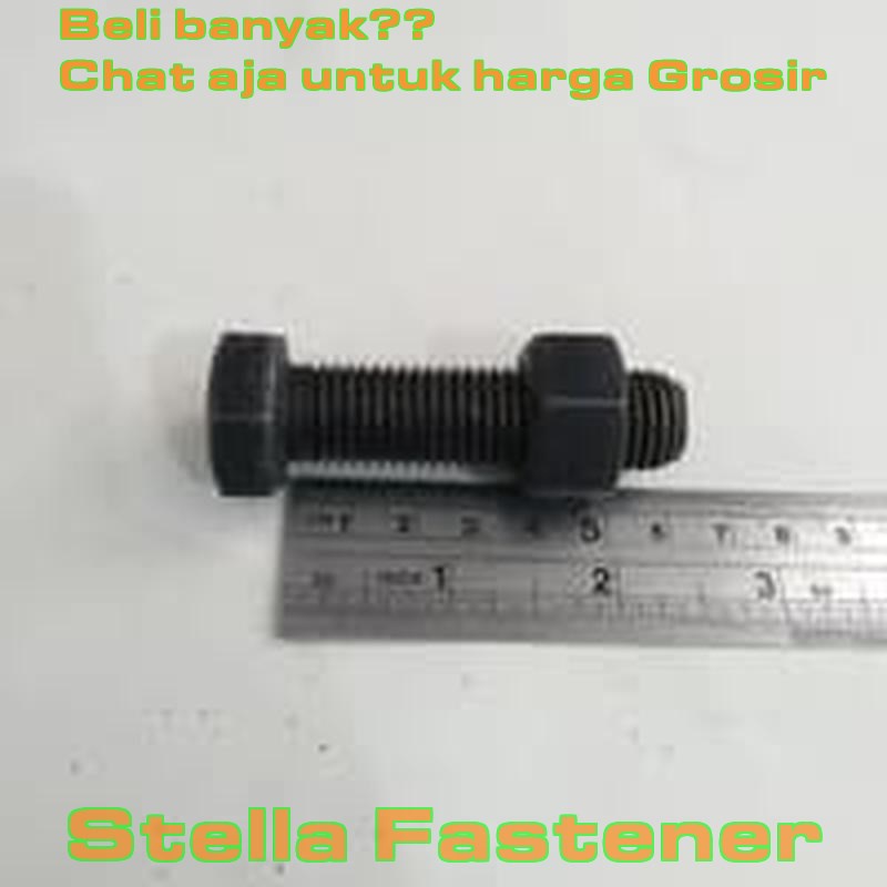 Baut HTB 8.8 Baja Hitam + Mur (Kunci 24) M16x60   Grosir Baut