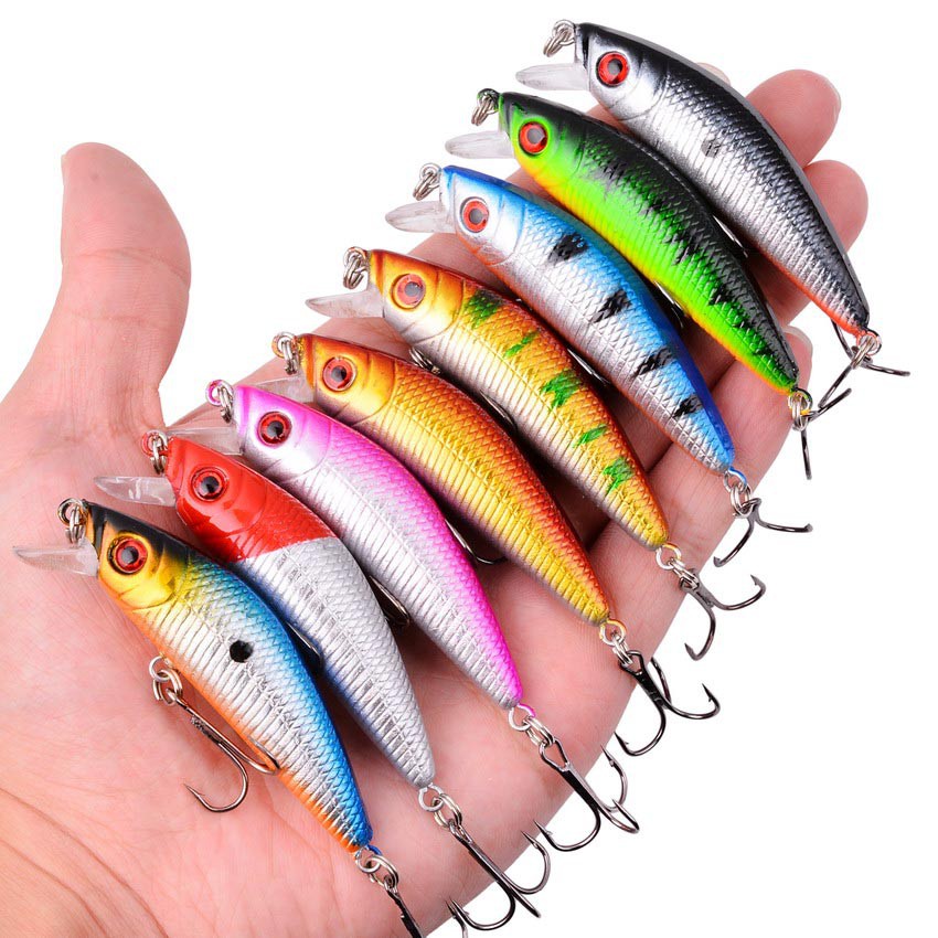 Shengyao 1Pcs Minnow Umpan Pancing Bentuk 7cm/8.2g Swimbait Fishing Lure Ikan Bass Kail Wobbler Memancing