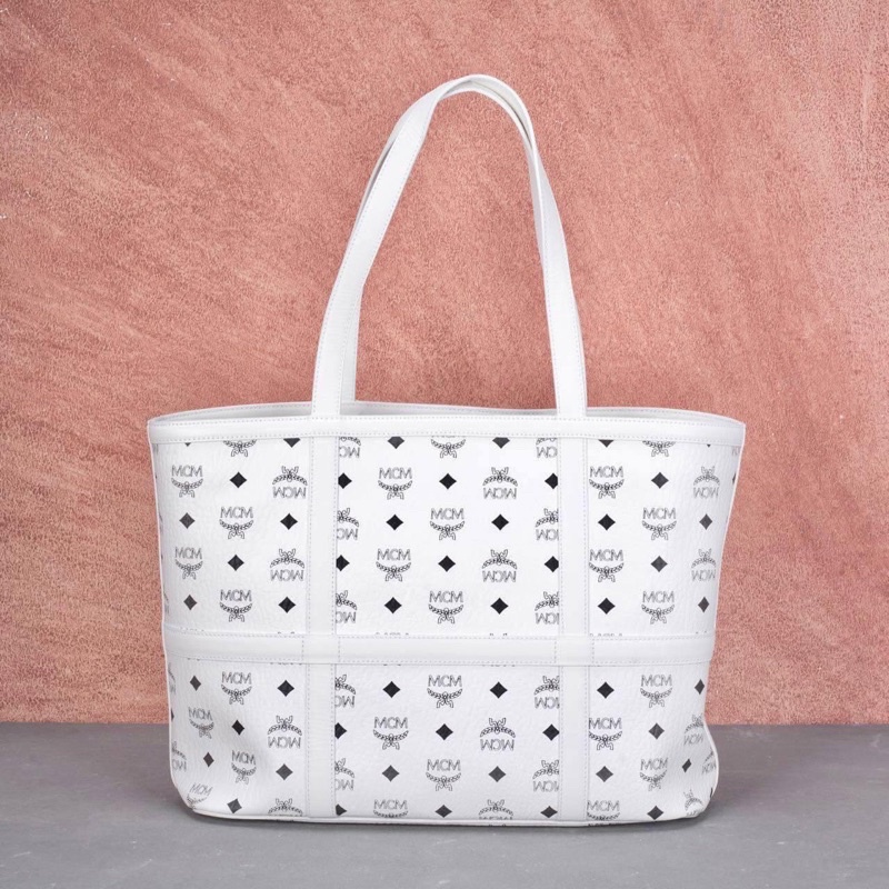 Tas mcm delmy shopper tote bag white