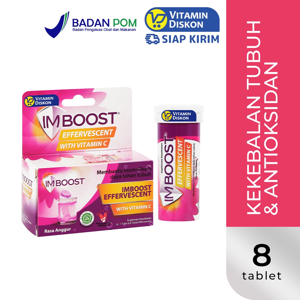 Imboost Effervescent Rasa Grape BPOM 8 Tablet | Suplemen Kekebalan Tubuh Dan Antioksidan