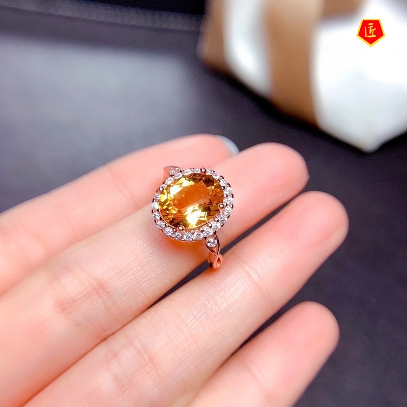 [Ready Stock]Simple Personality Natural Citrine Ring