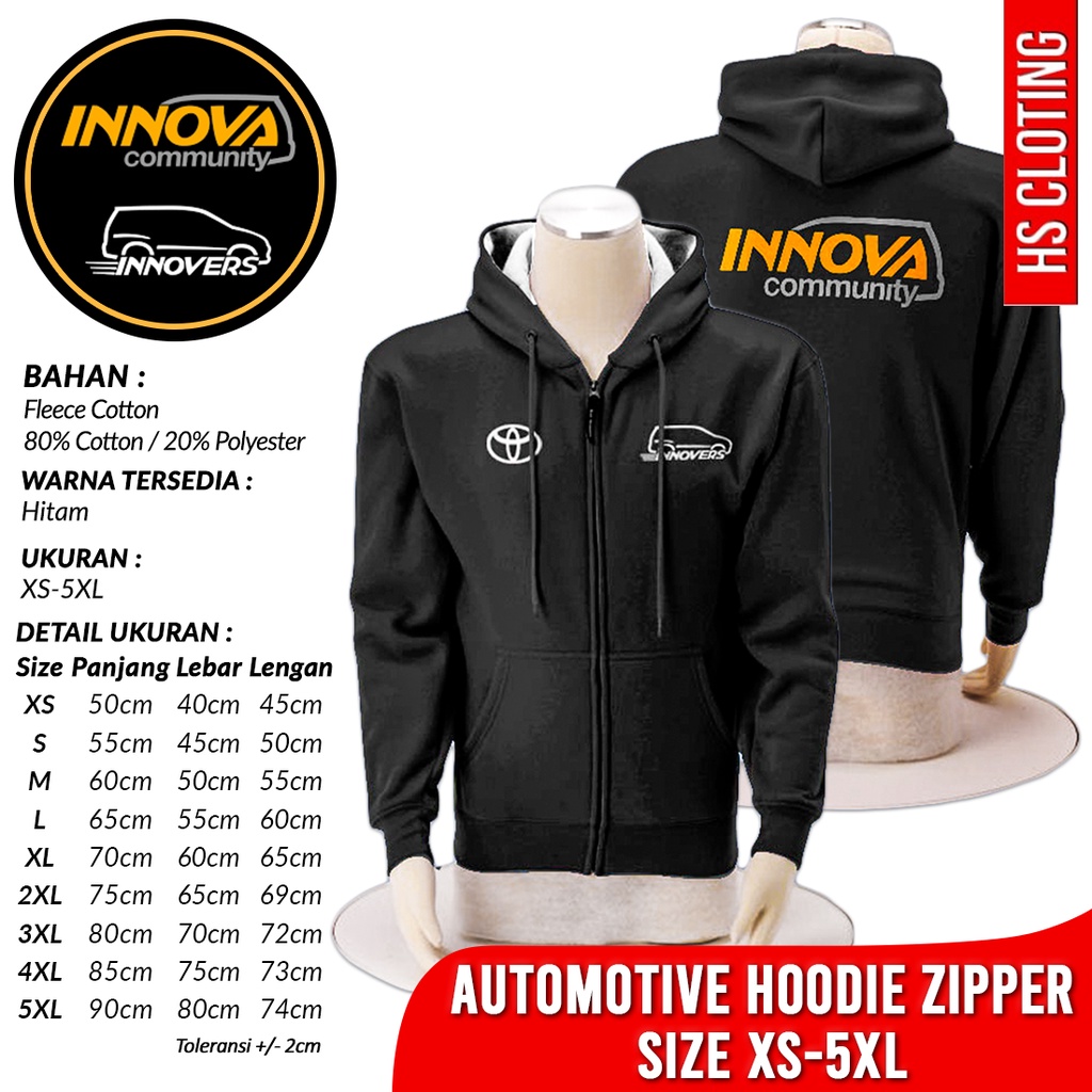 Hoodie Zipper XS-5XL TOYOTA INNOVA CLUB INDONESIA Kijang Grand Reborn Diesel Bensin TRD Venturer Pic