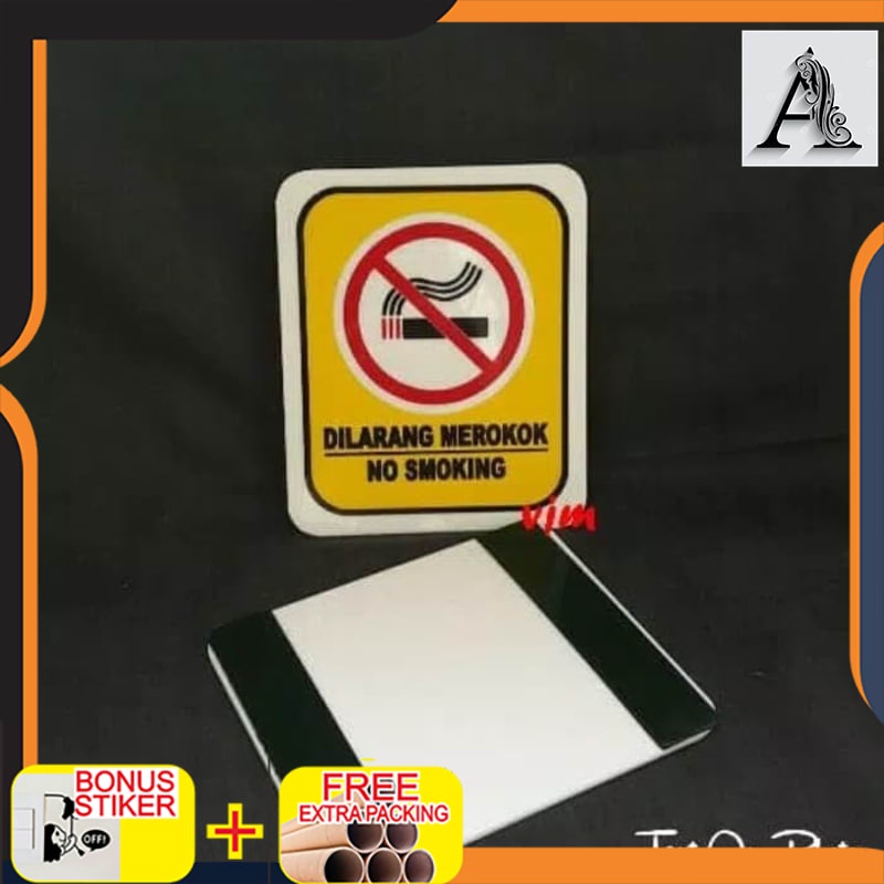 

Murah plat acrylic dilarang merokok 12x10cm sign label akrilik