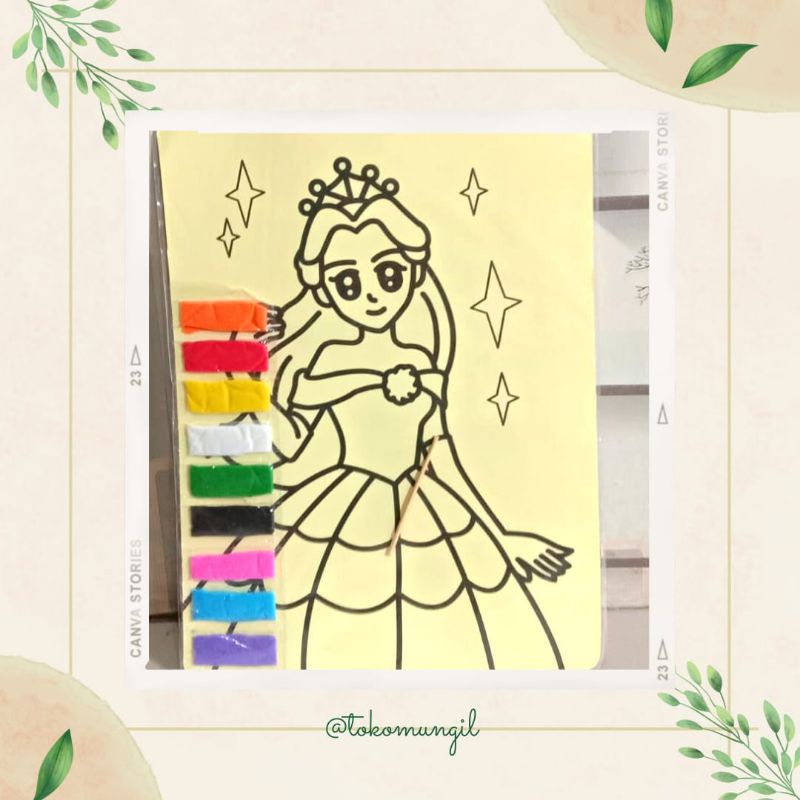 TM | Buku Mewarnai Barbie | Mewarnai Pasir 9 warna | Mewarnai pasir | Buku Mewarnai | 100% original 