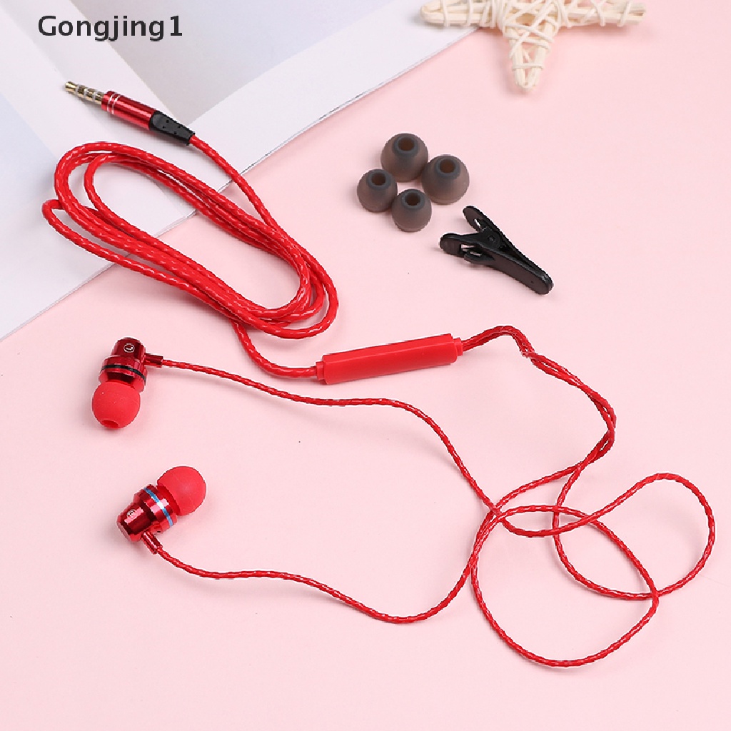 Gongjing1 headset Earphone Kabel stereo heavy bass Dengan noise Canceling Untuk Olahraga