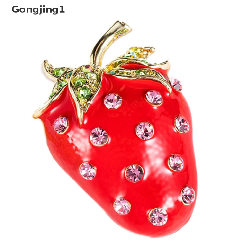 Gongjing1 Bros Pin Bentuk Strawberry Lucu Untuk Aksesoris Scarf / Syal Wanita