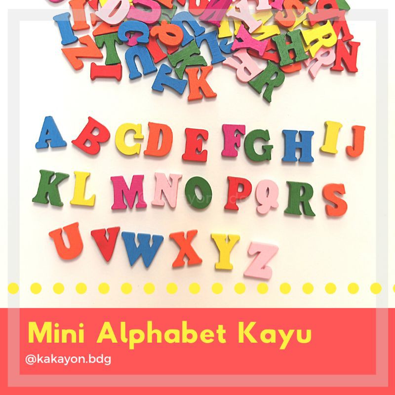 SATUAN 1PCS Mini Alphabet Huruf Kayu Standing Warna