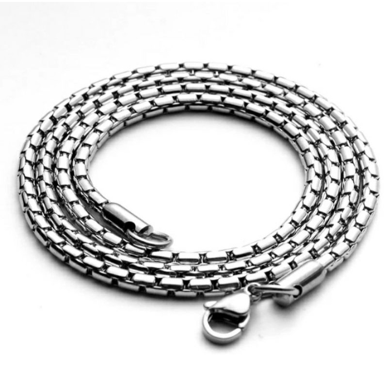 Kalung Titanium Pria Rantai Bulat stainlessteel panjang 75 cm