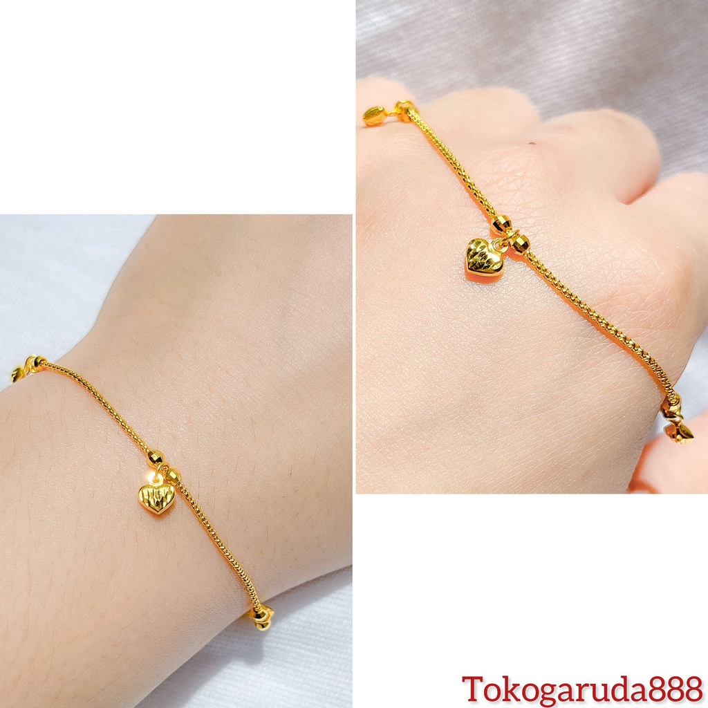 Gelang anak dan dewasa emas asli kadar 700 70% 16k rantai tangan charm love bintang star kilat segi ringan 2 gram gr g