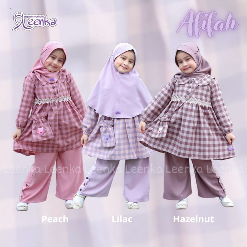 ONE SET AFIFAH BY LEENKA ORI/ SET HIJAB ANAK