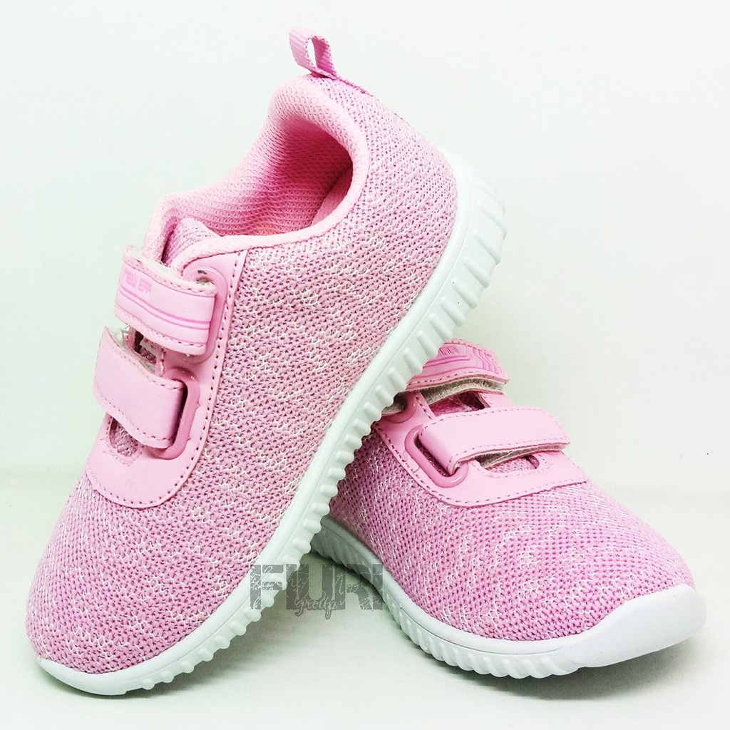 FIURI - New Era Original - KELSIE PEREKAT KIDS 27-34 Pink - Sepatu Kets Anak Perempuan - Sepatu Sneakers Anak - Sepatu Olahraga Sport Anak Balita Cewek Perekat - Sepatu Casual PEREKAT Anak Kecil - Sepatu Sekolah Hitam Anak Perempuan PAUD TK SD Murah