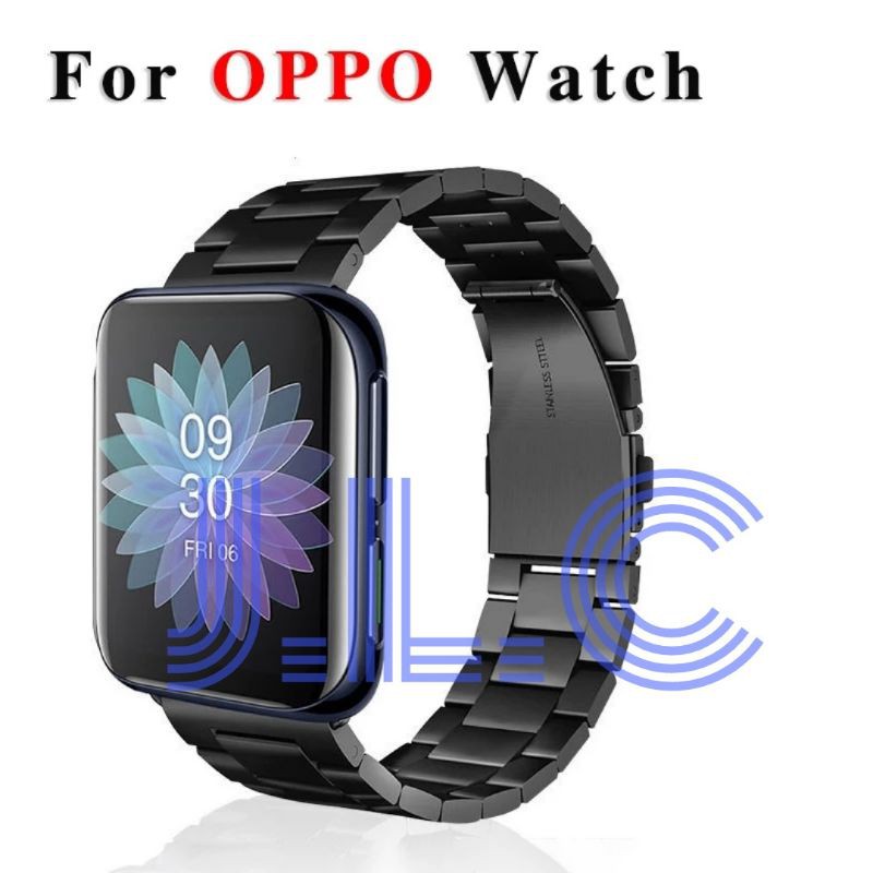 Strap Stainless Steel Watch Band Witch Connector For Oppo Watch 41mm 46mm Tali Jam Tangan Rantai