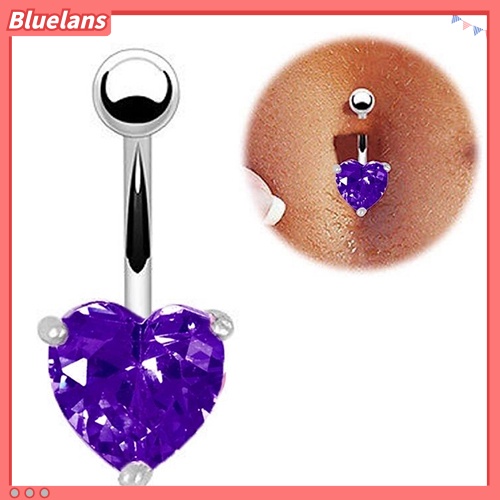 Bluelans Women Navel Belly Ring Rhinestone Button Bar Heart Star Body Piercing Jewelry