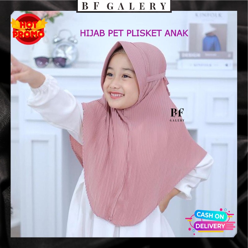 BFJ039 Hijab Pet Plisket Anak Jilbab Anak Perempuan