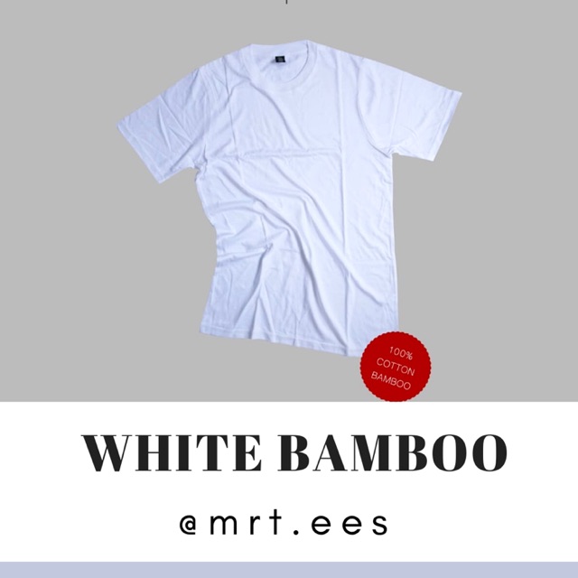 (White Cotton Bamboo 24S) Kaos Polos Lengan Pendek 100% Katun Bambu 24S